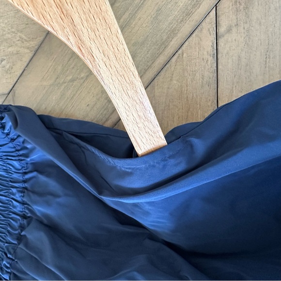 Katharina Hovman Taffeta Skirt Midi Marine Blue Elastic Waist Pocket Purist US12 - Picture 7 of 11